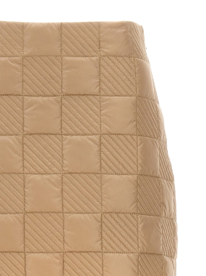 Moncler High-waisted Quilted Mini Skirt In Brown