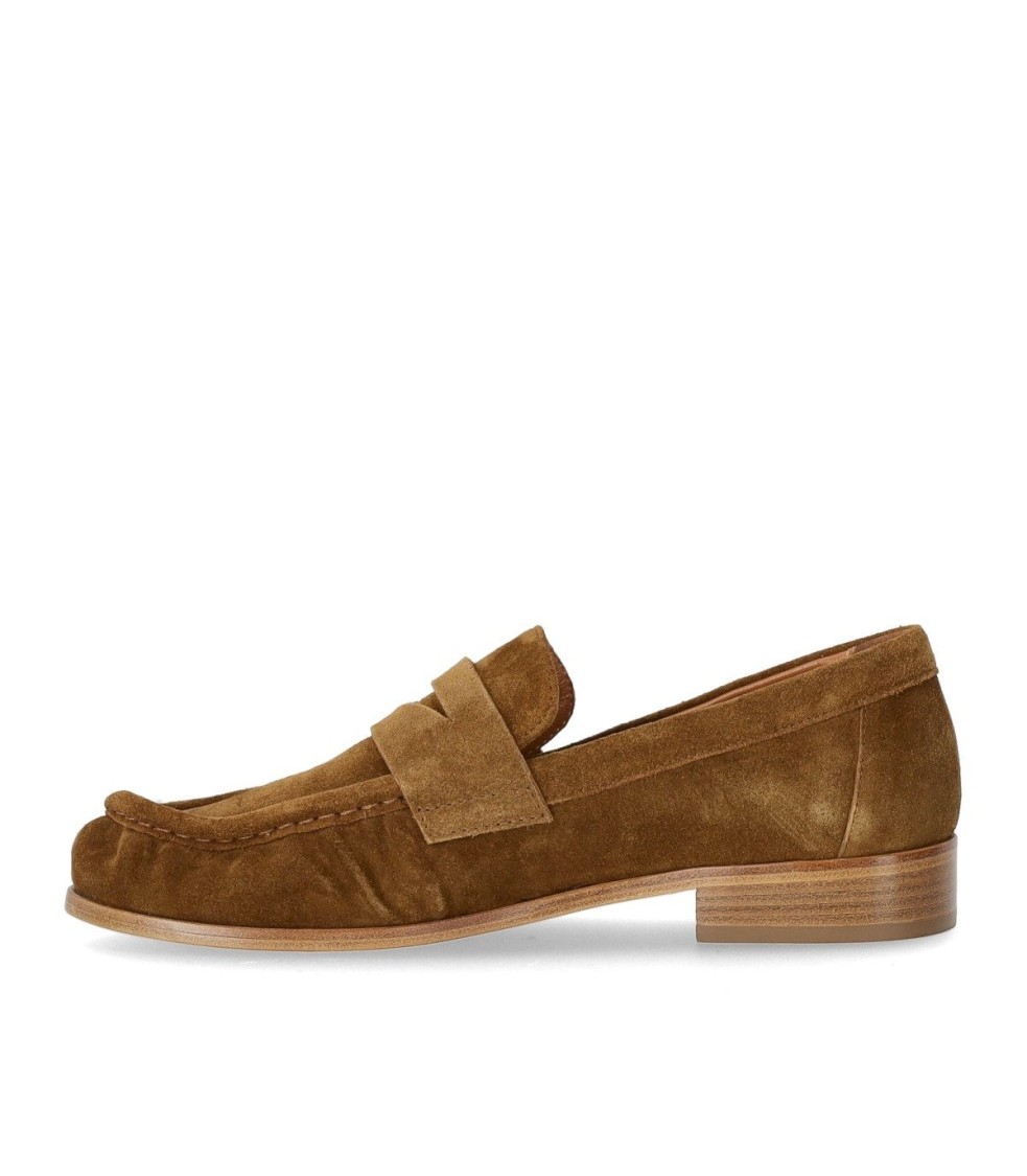 Shop Strategia Cognac Suede Loafer In Brown