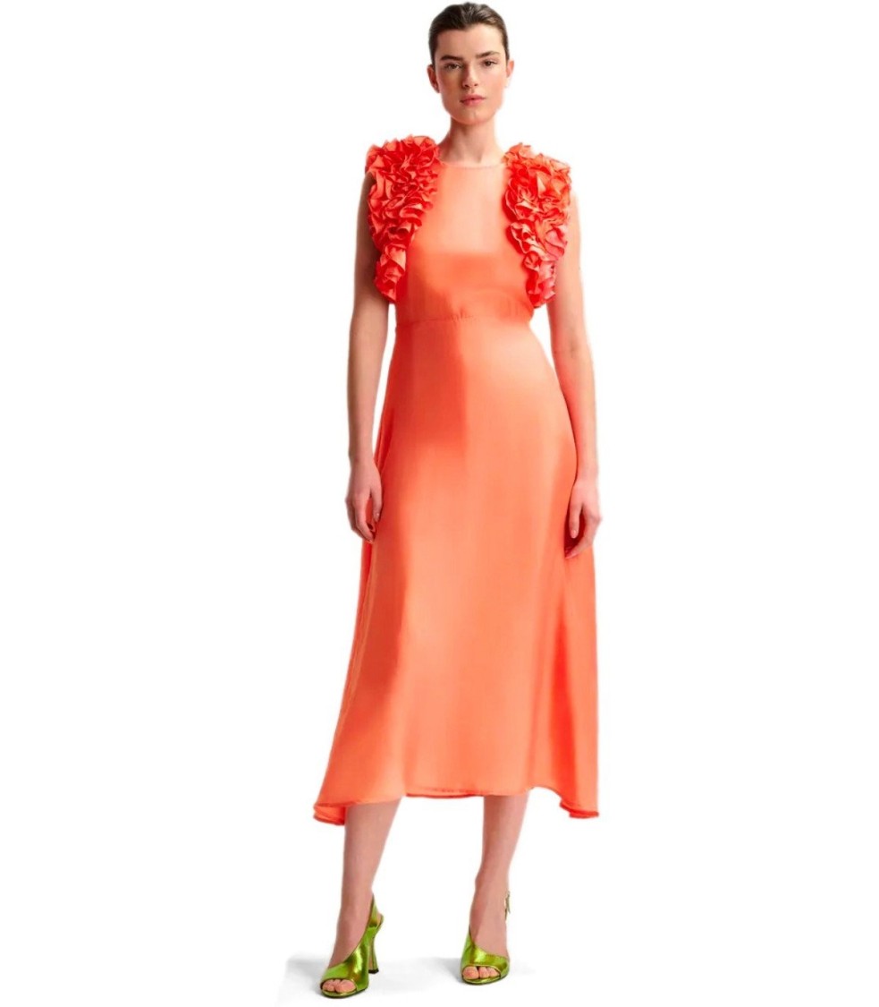 ESSENTIEL ANTWERP ESSENTIEL ANTWERP HEXICO CORAL MIDI DRESS