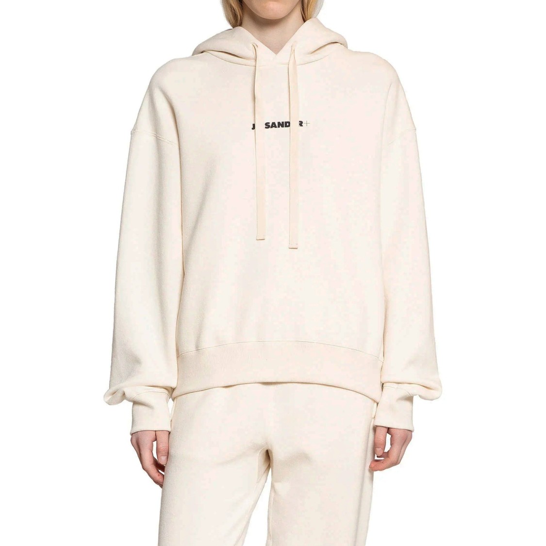 Jil Sander Cotton Hooded Sweatshirt In Neutrals