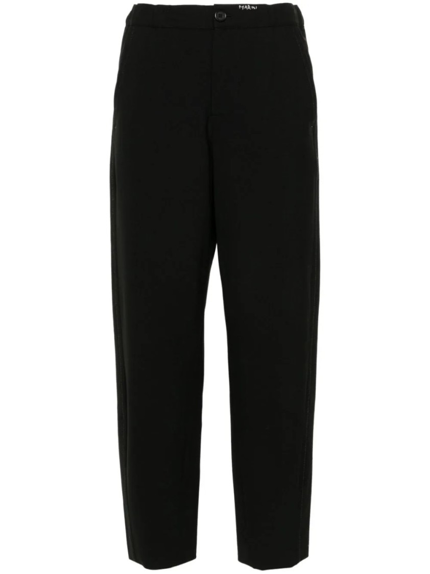 Marni Trousers With Belt Loops And Elastic Waistband In Black