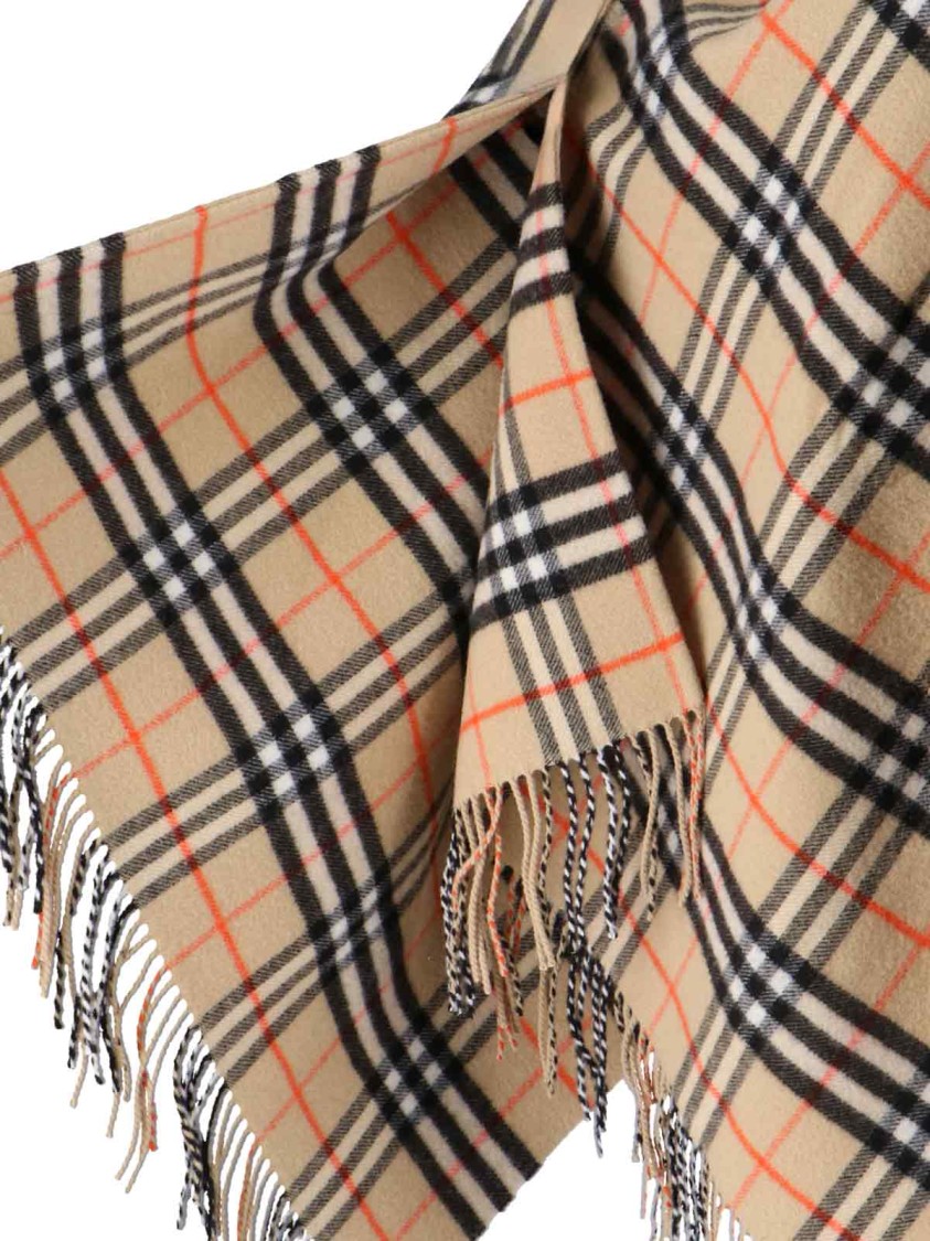 Burberry Wool Cashmere Checked Cape In Brown