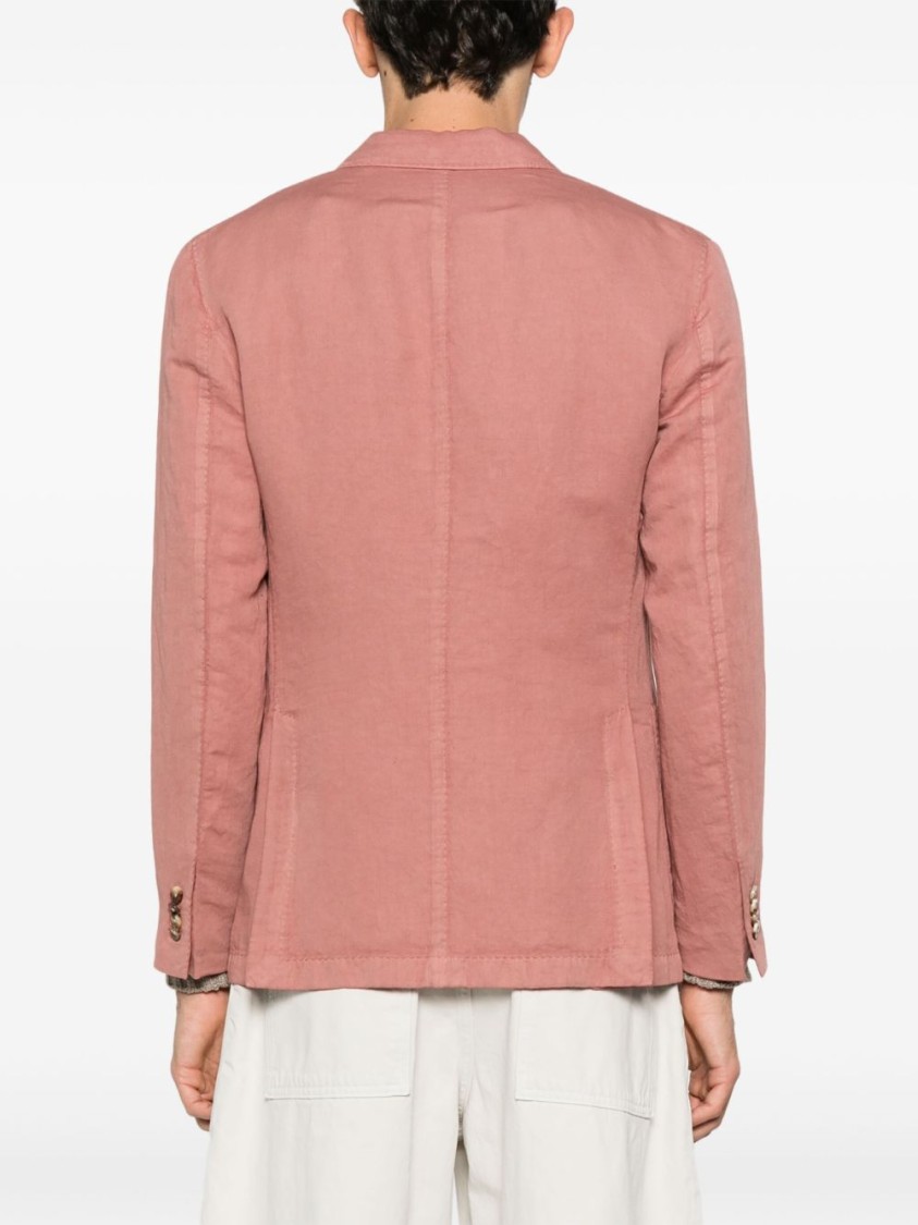 Boglioli Double-breasted Tailored Black Jacket With Fabric Blend In Pink
