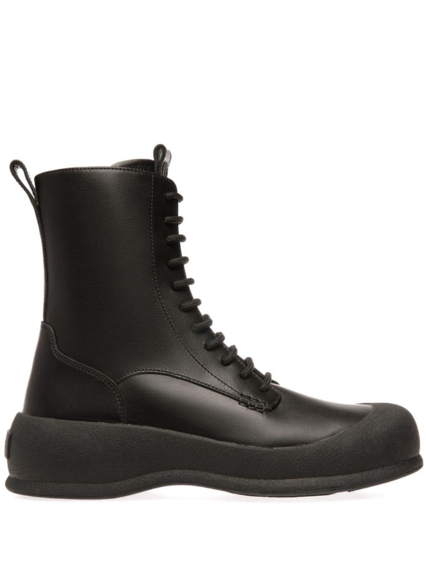 Bally High-top Leather Ankle Boots With Lace-up Closure In Black