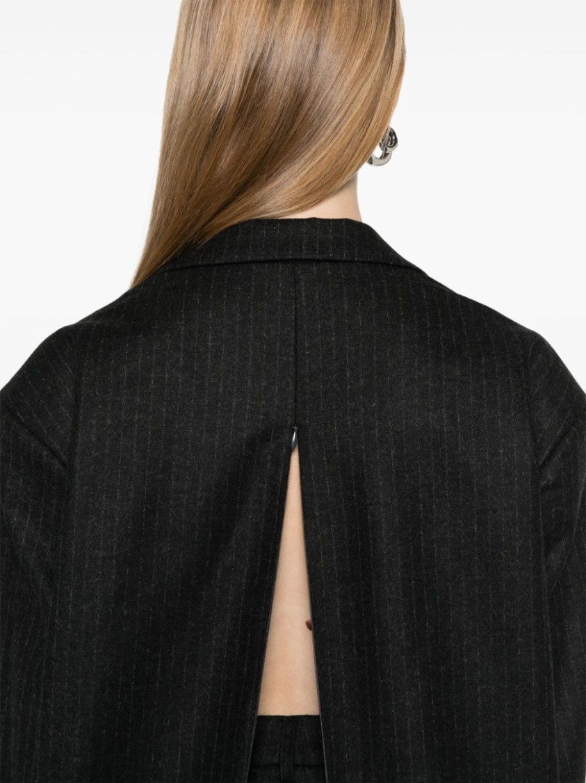 Le Sully Studio Anthracite Grey Pinstripe Lisa Blazer In Black
