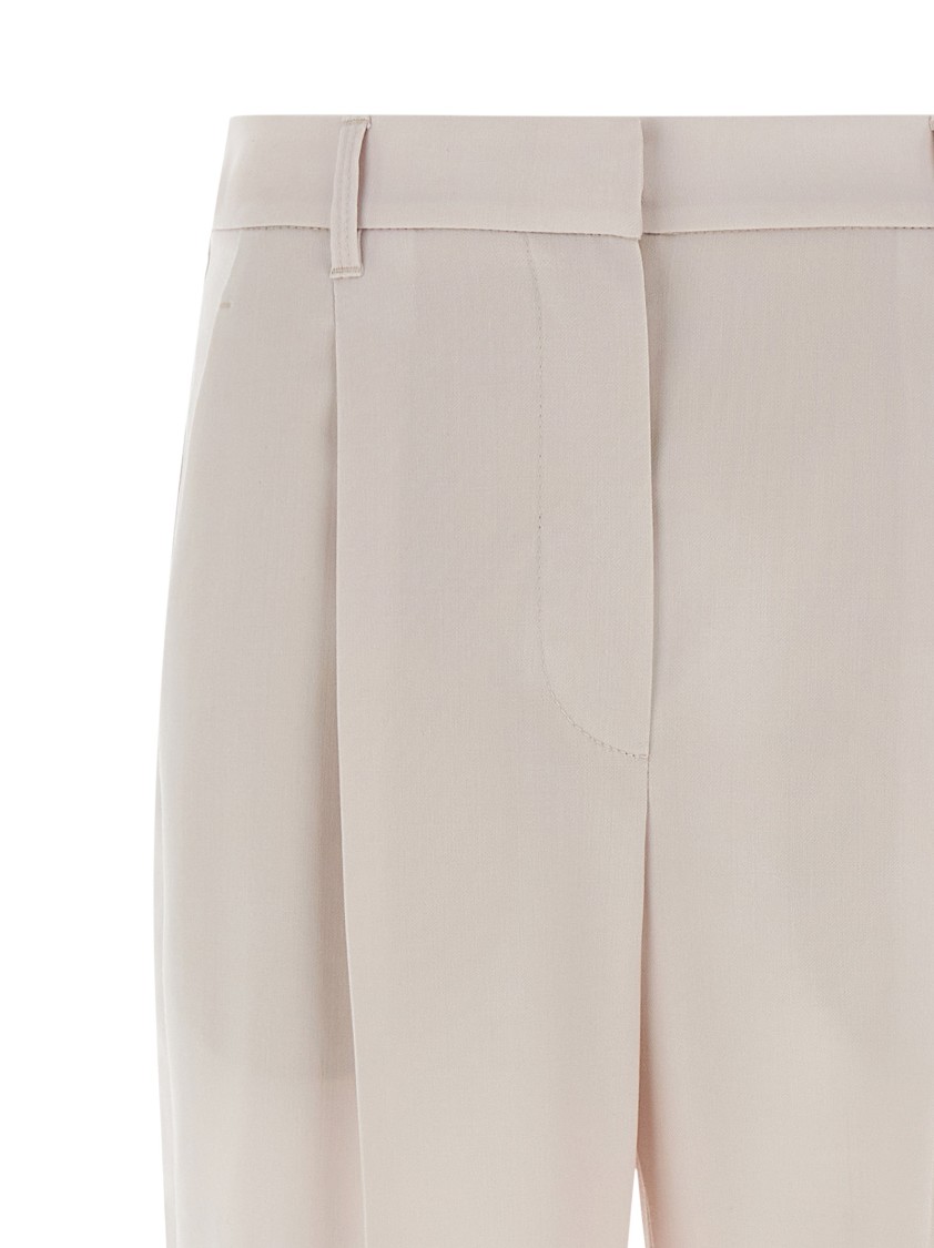 Brunello Cucinelli Formal Wool Trousers With Jewel Detail And Straight Leg Design In Neutral