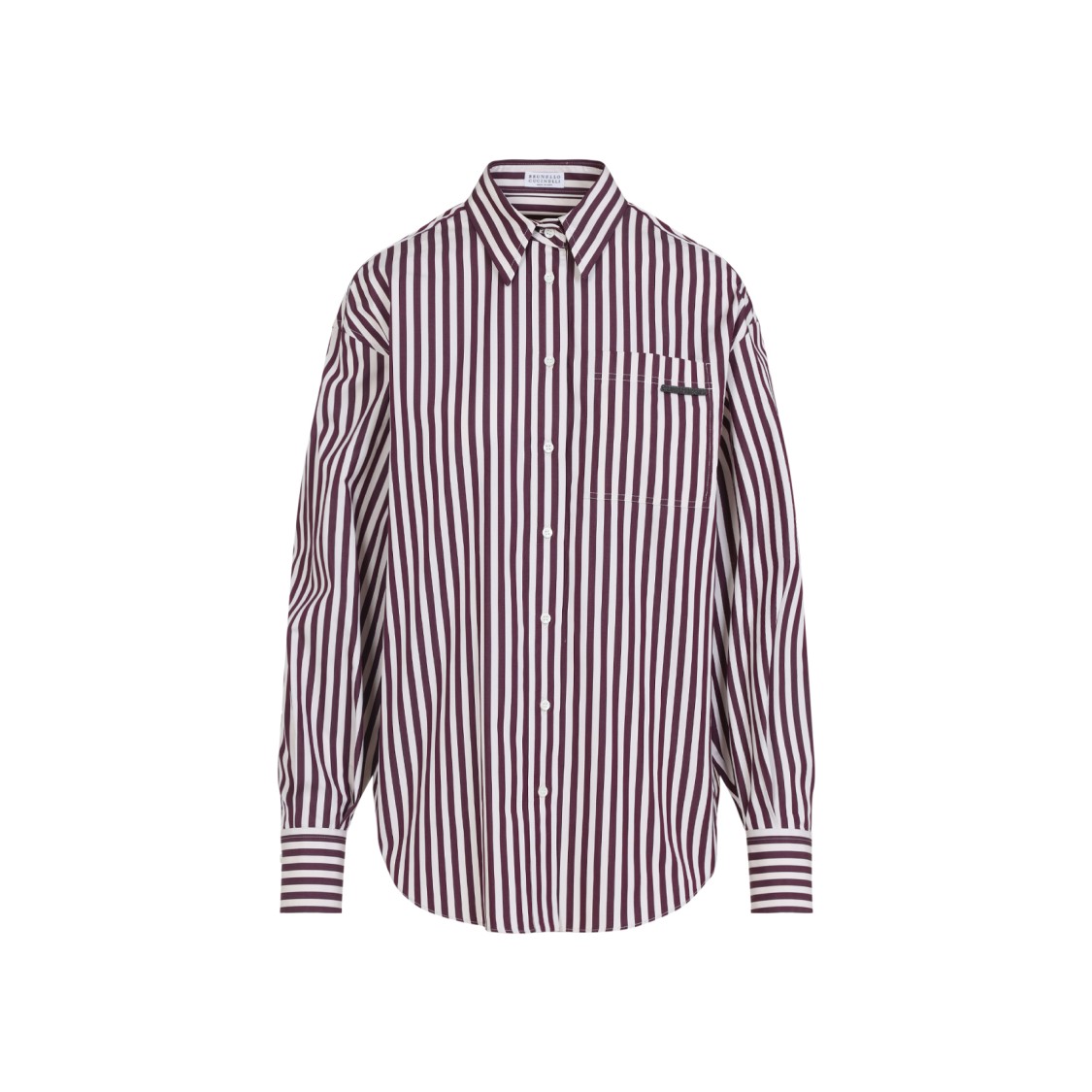 Brunello Cucinelli Logo Striped Long-sleeved Shirt In Pink