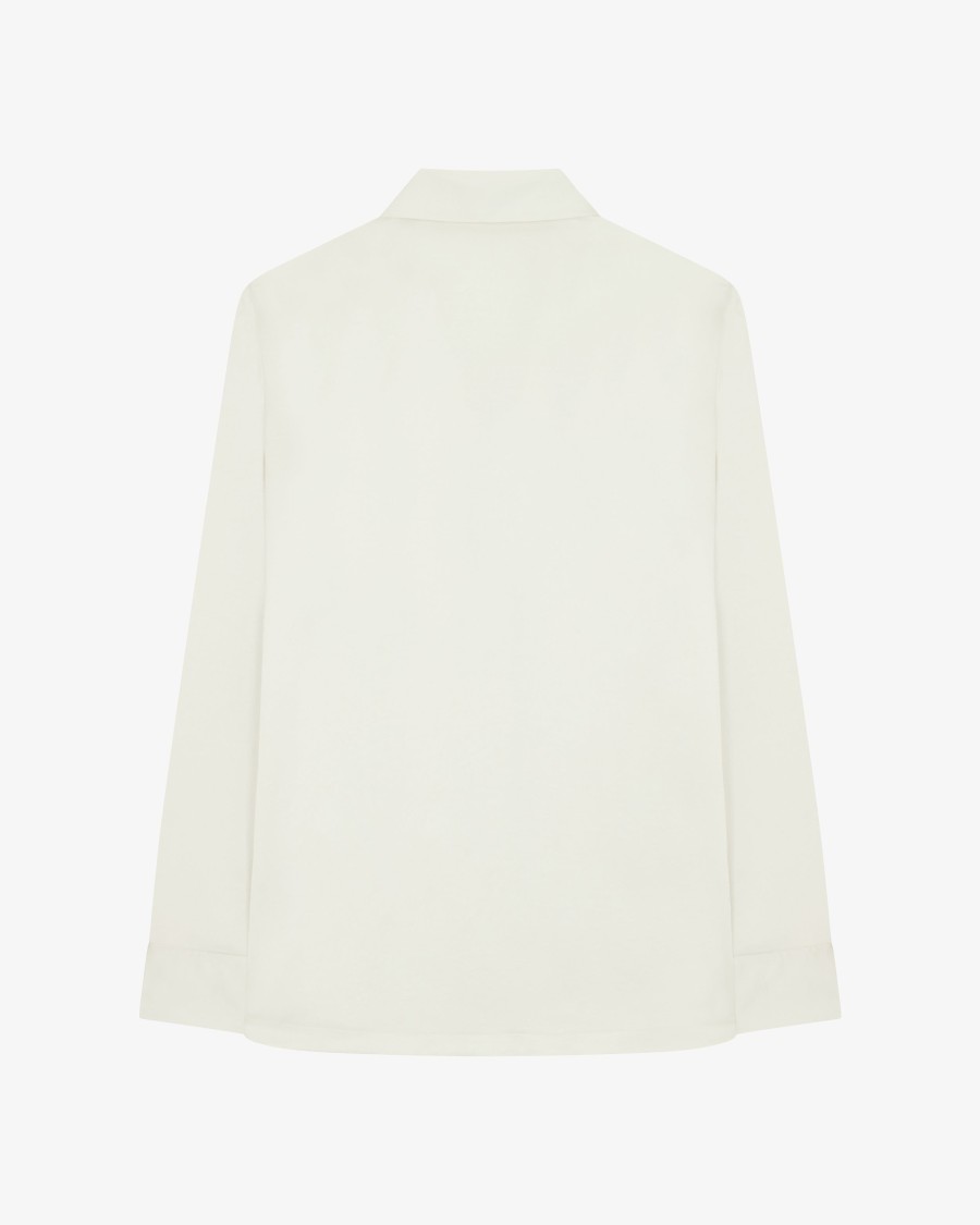 Serena Bute Satin Revere Collar Shirt In White