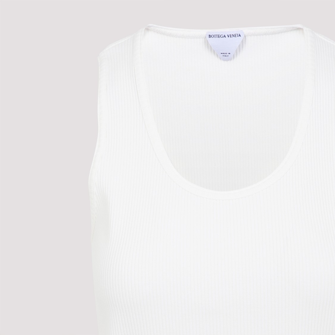 Bottega Veneta Sleeveless Fitted Ribbed Top With Scoop Neckline In White