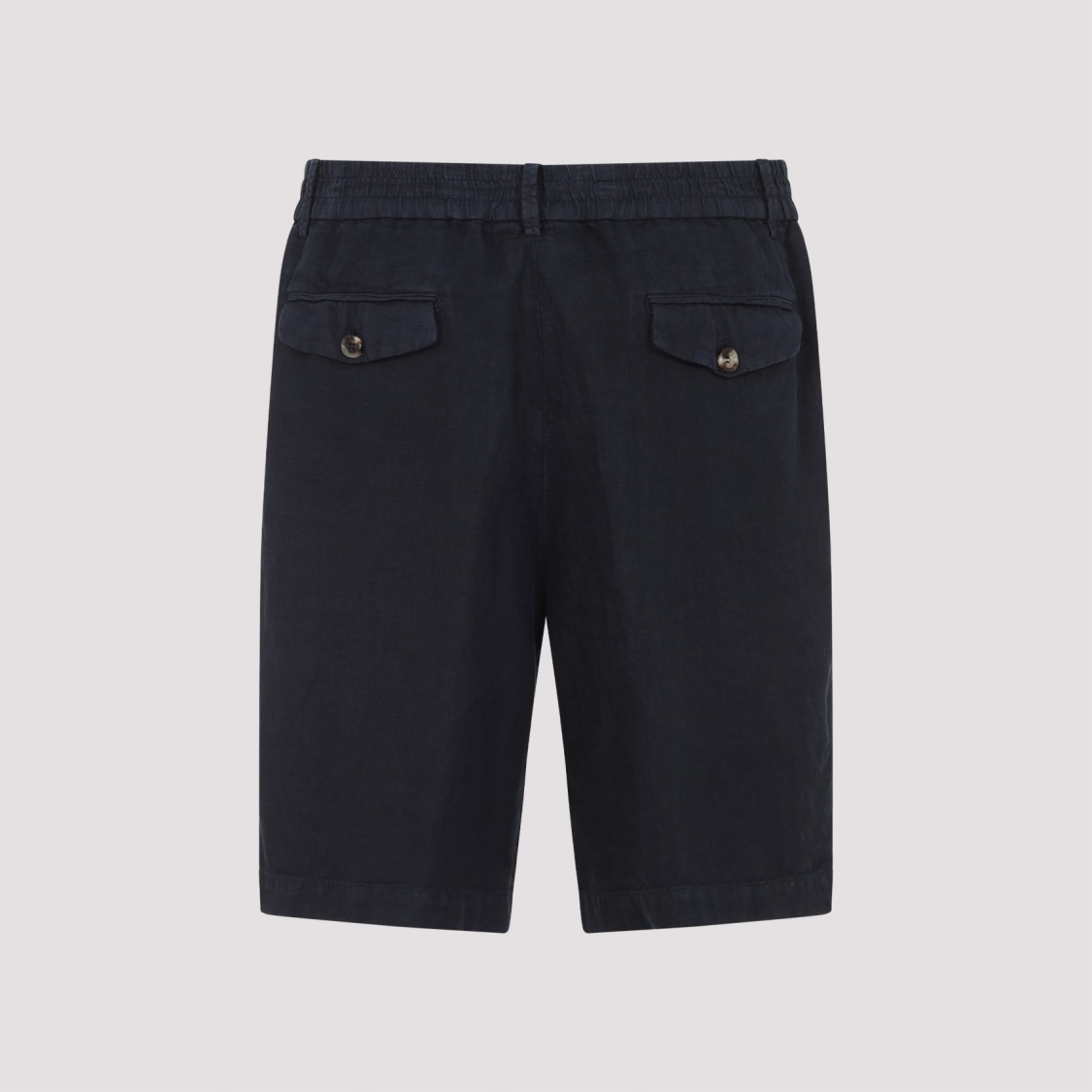 Brunello Cucinelli Elastic Waistband Linen Bermuda Shorts In Blue