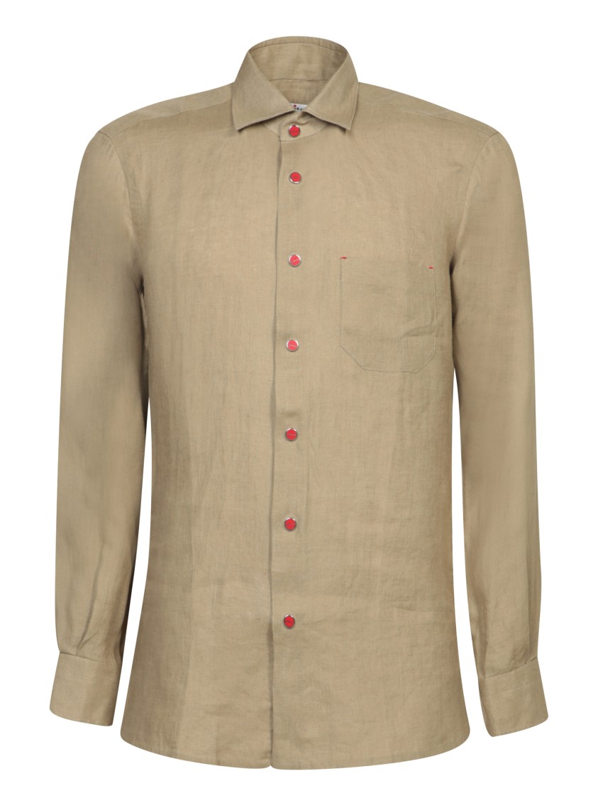 Shop Kiton Classic Linen Shirt In Brown