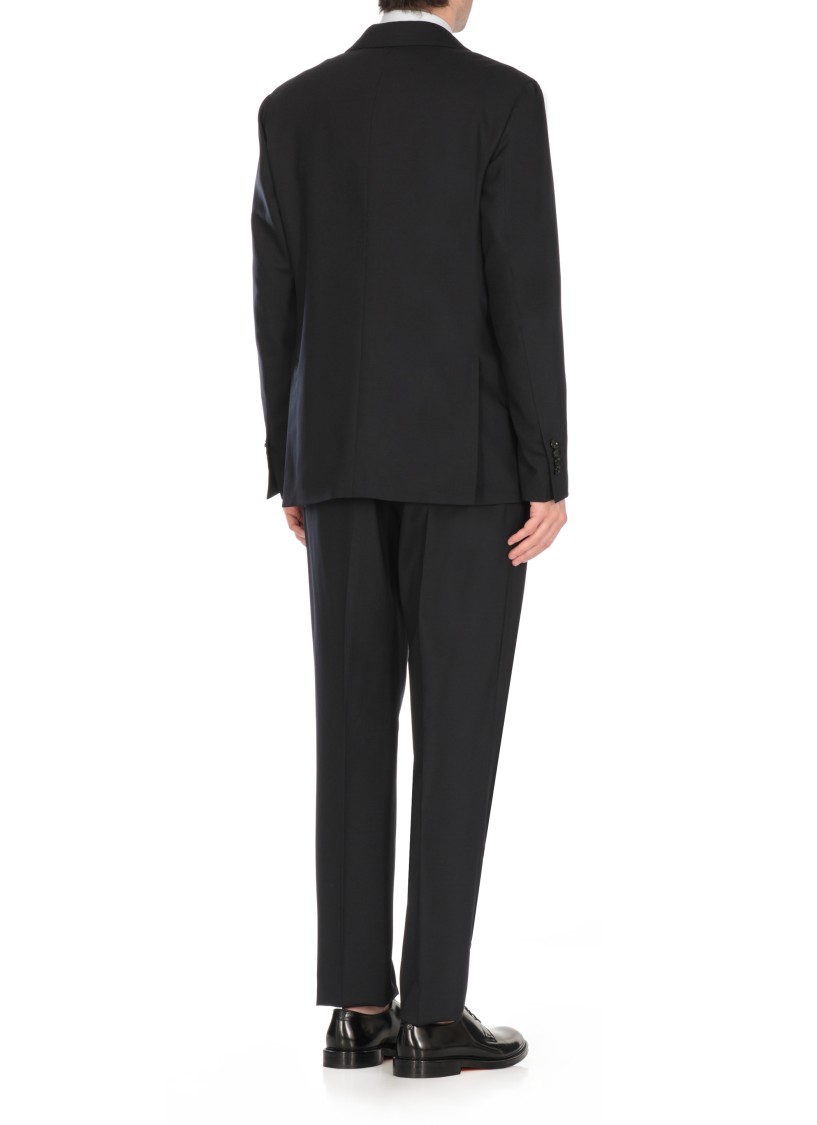 Lardini Tailored Black Wool Suit In Black