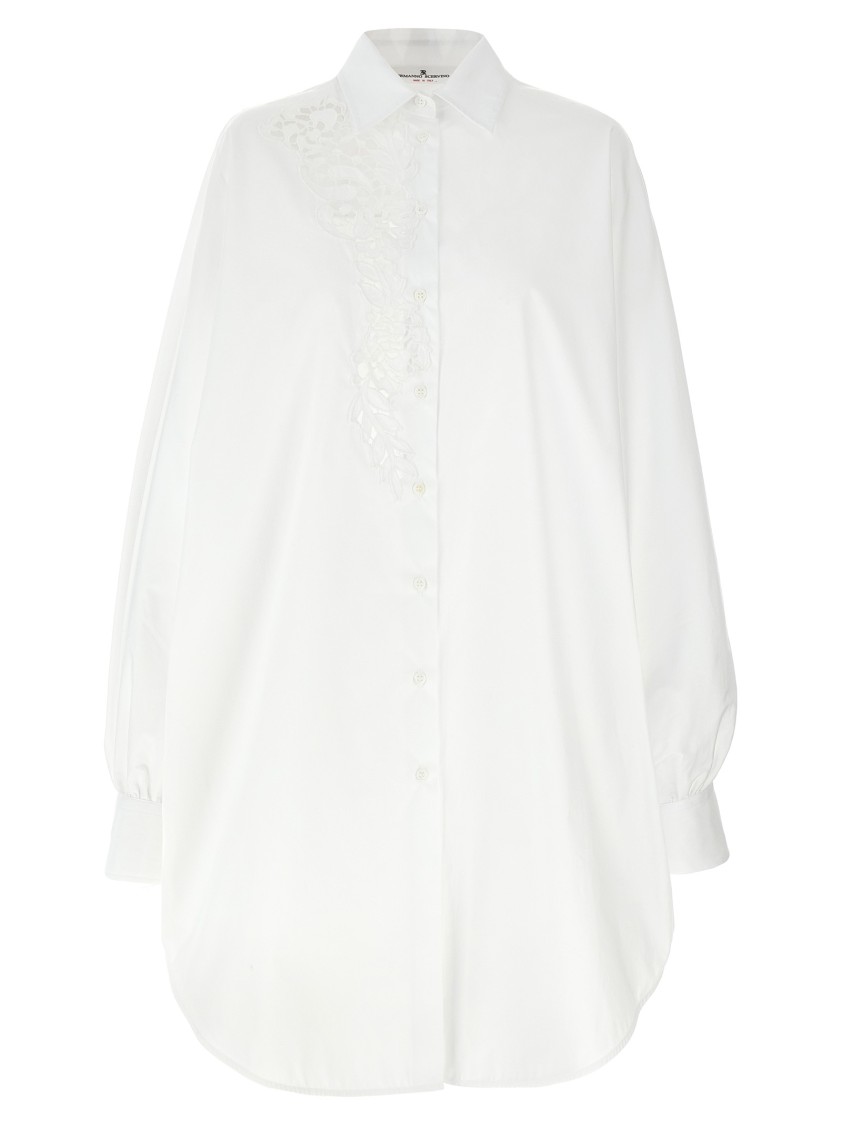 Ermanno Scervino Macramé Lace-trimmed Cotton Poplin Shirt In White