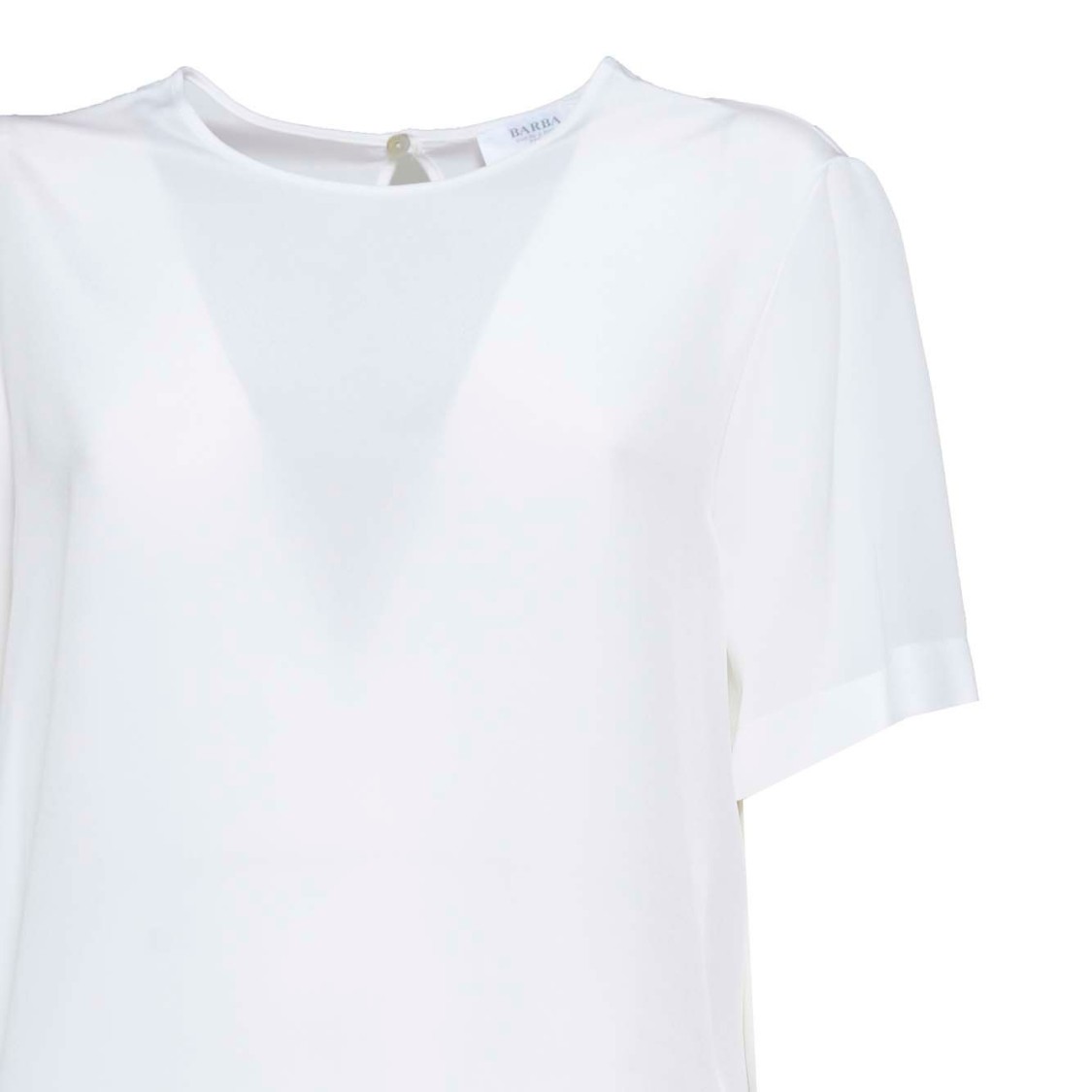 BARBA NAPOLI BARBA WHITE SILK CREWNECK BLOUSE 