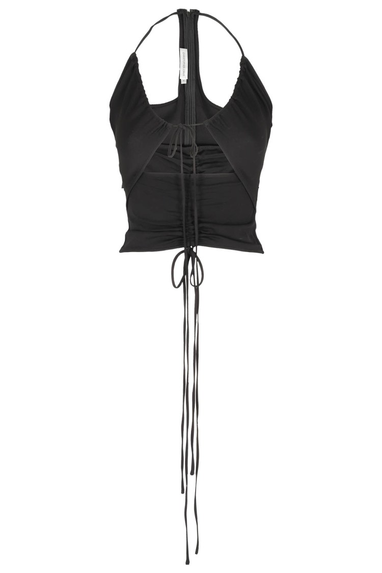 Christopher Esber Ruched Disconnect Halter Top In Black