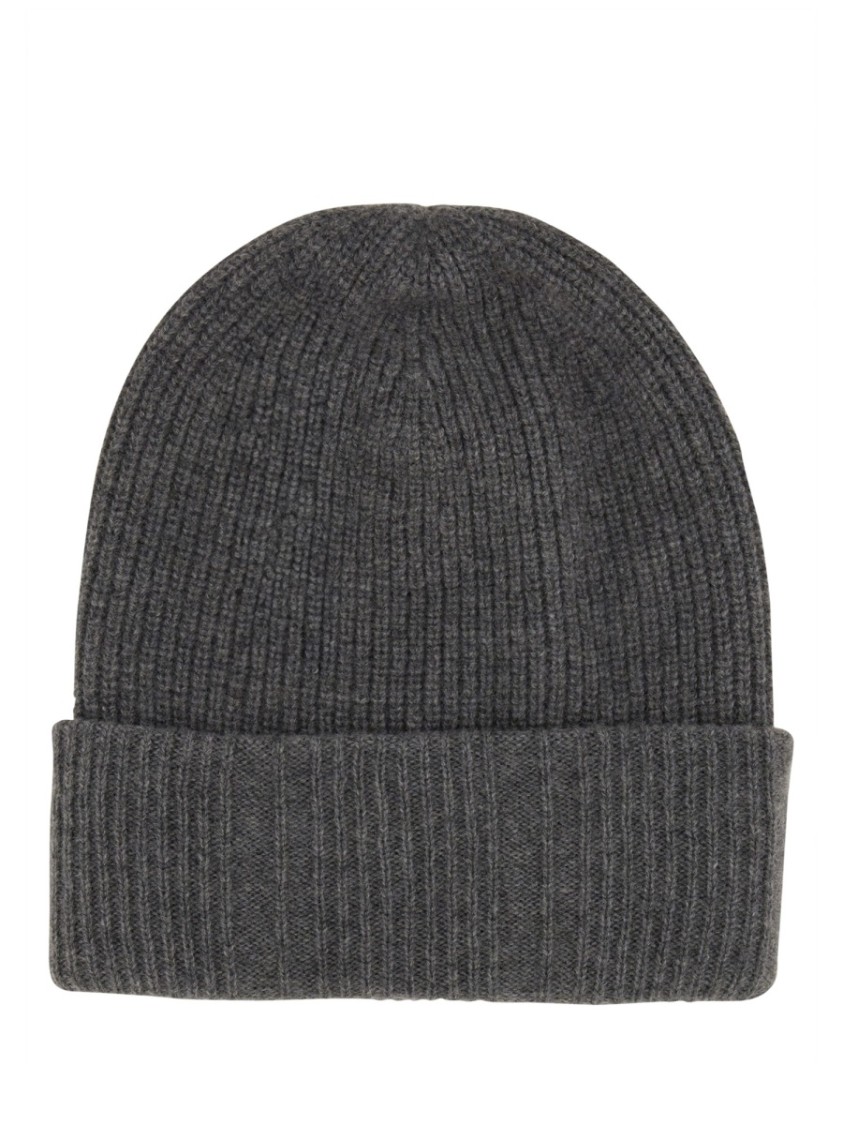 Fendi Logo Cap With Fold-over Cuff And Ribbed Texture