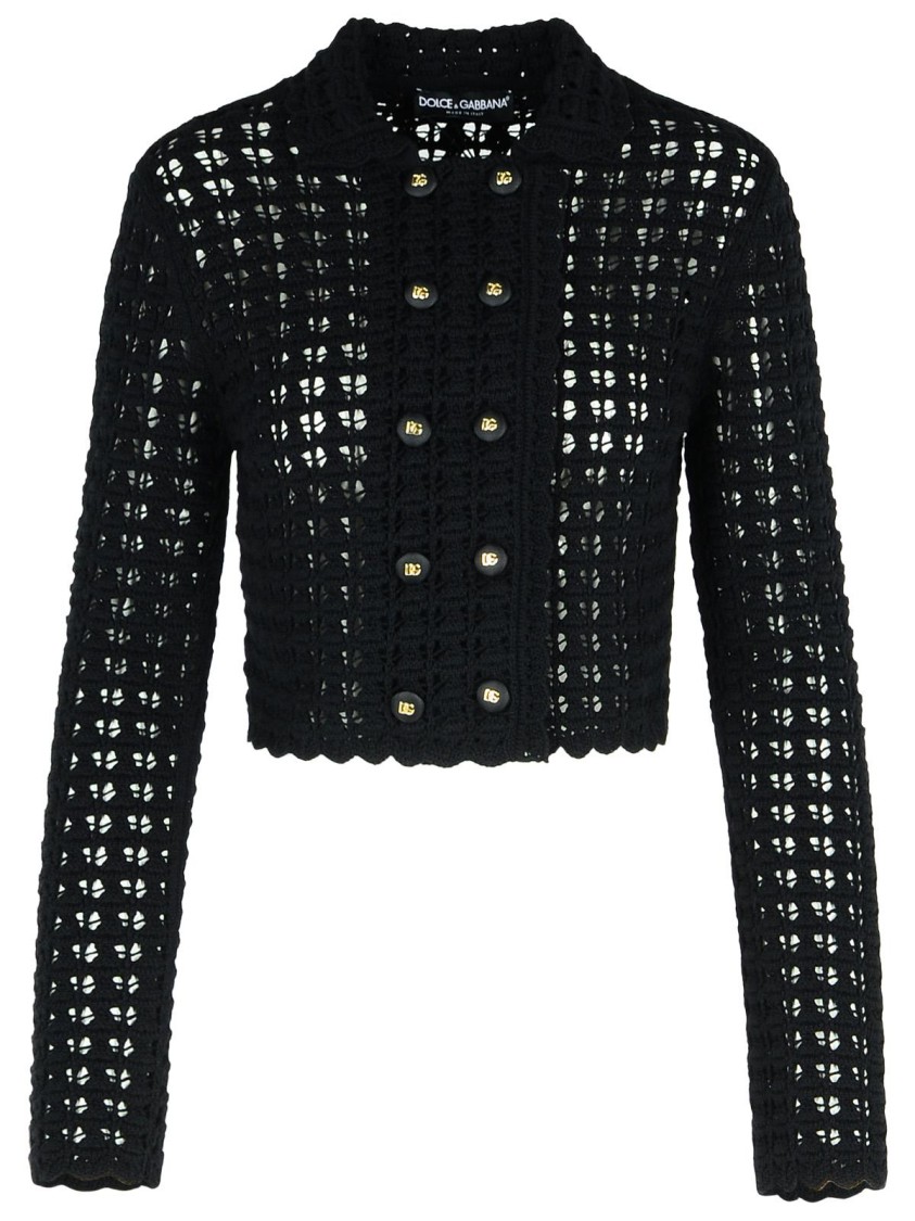 Dolce & Gabbana Wool Jacket Scalloped Edges Button Detailing In Black
