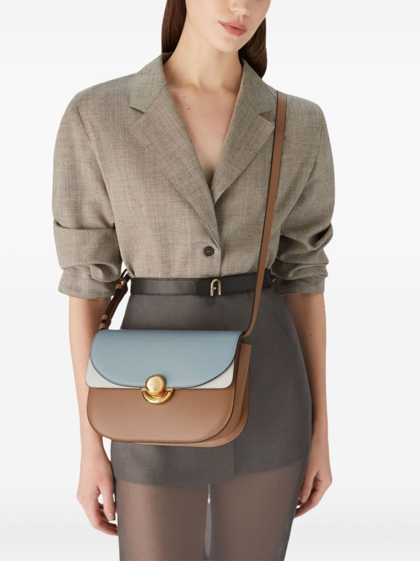 Furla Structured Shoulder Bag In Cognac Brown In Multi