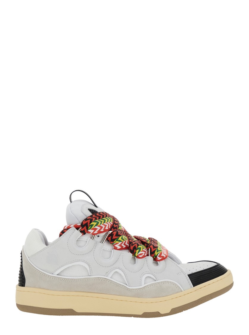 LANVIN LANVIN WHITE SNEAKERS WITH MULTICOLOR LACES