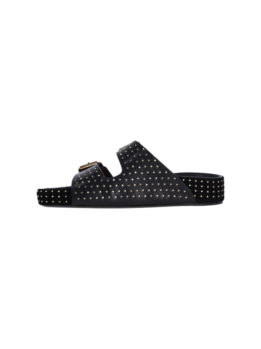 Isabel Marant Lennyo Studded Slides In Black