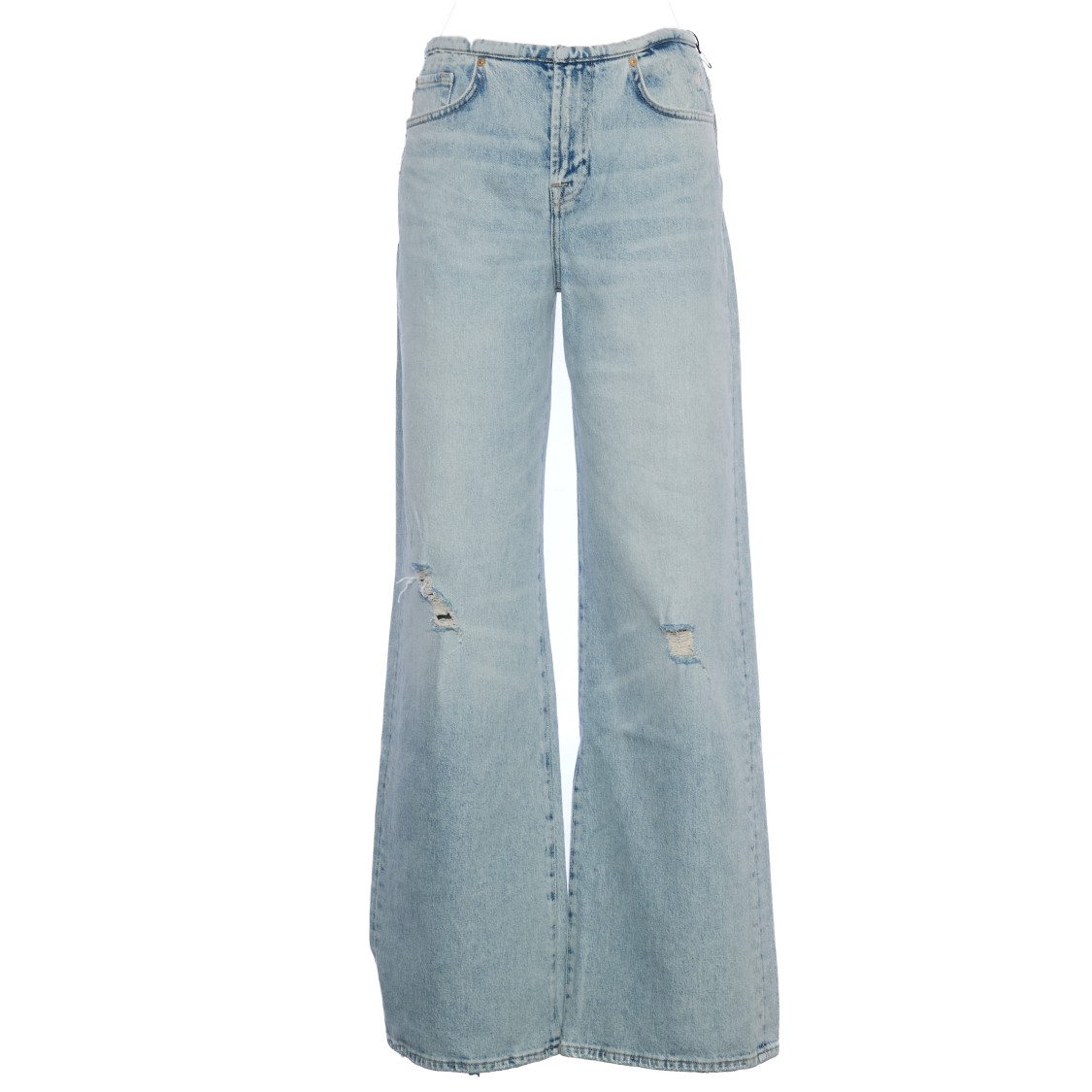 7 FOR ALL MANKIND 7 FOR ALL MANKIND WIDE-LEG DISTRESSED JEANS WITH ZIP CLOSURE