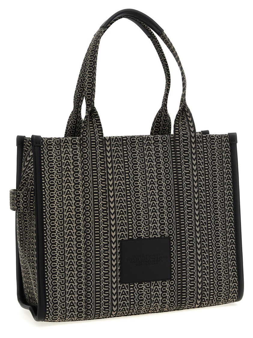 Marc Jacobs 'the Monogram Jacquard Large Tote' Shopping Bag In Black