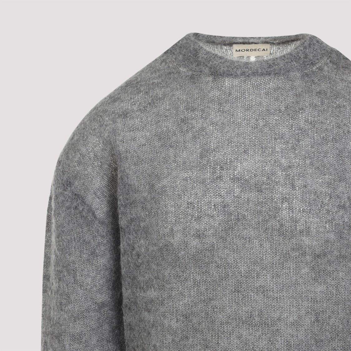Mordecai Grey Melange Mohair Crewneck Sweater In Gray