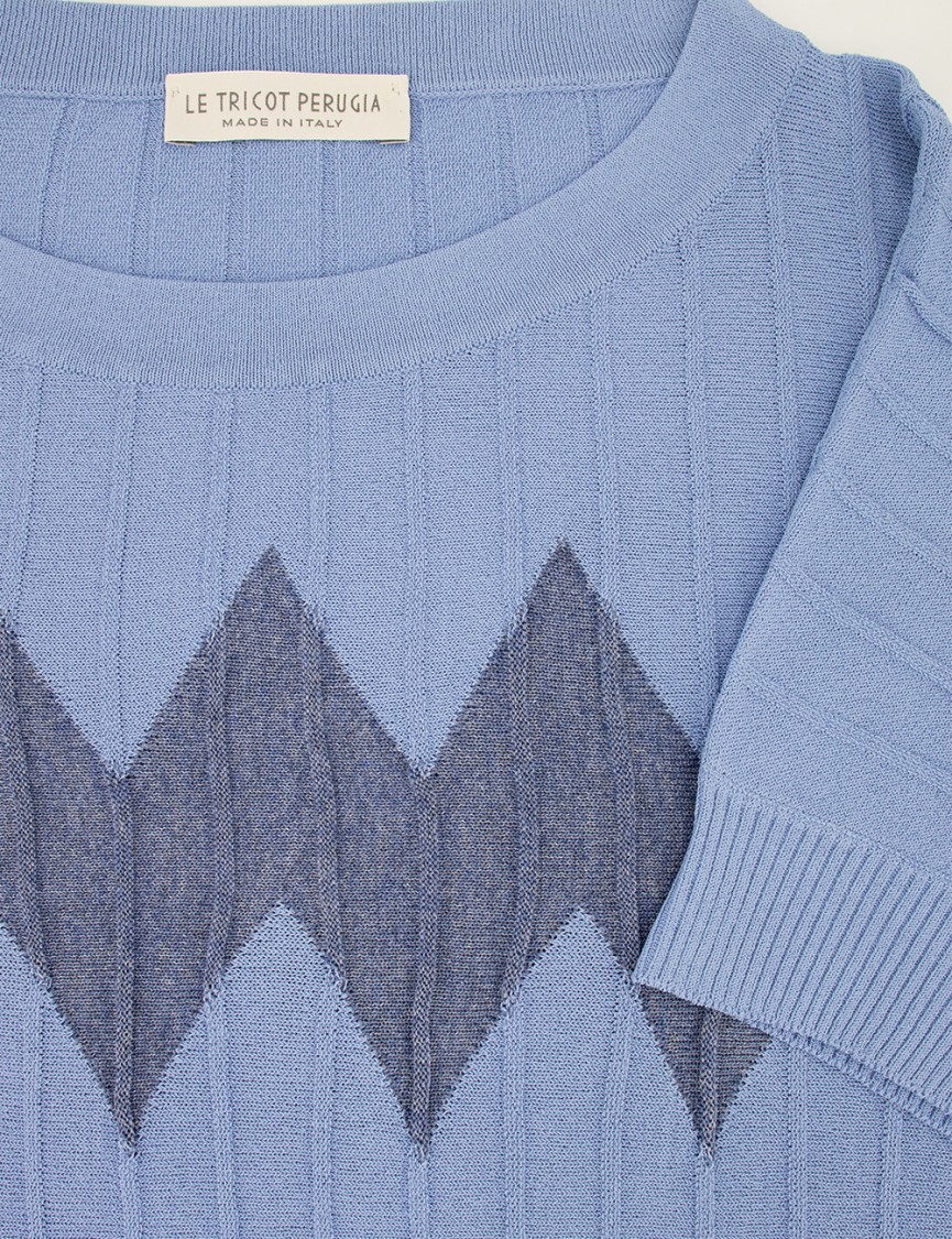 Shop Le Tricot Perugia Blue Viscose/polyester Blend Lightweight Sweater