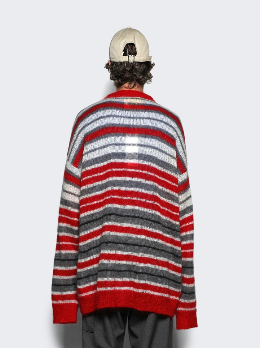 Shop Marni Cardigan Red And Grey In Multicolor