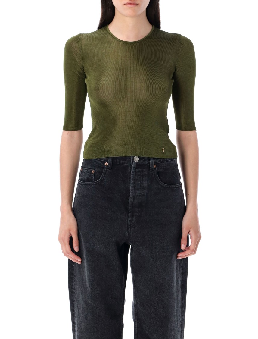 Saint Laurent Cropped Top With Cassandre