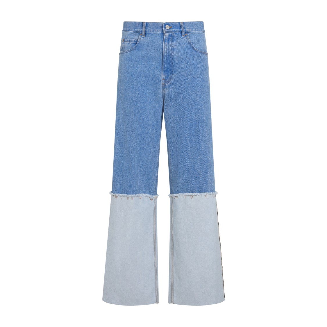 Marni Wide Leg Blue Jeans With High Turn-up In Blue
