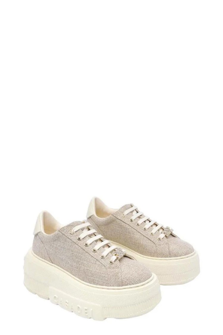 Casadei Platform Sneakers With Textured Upper In Multi