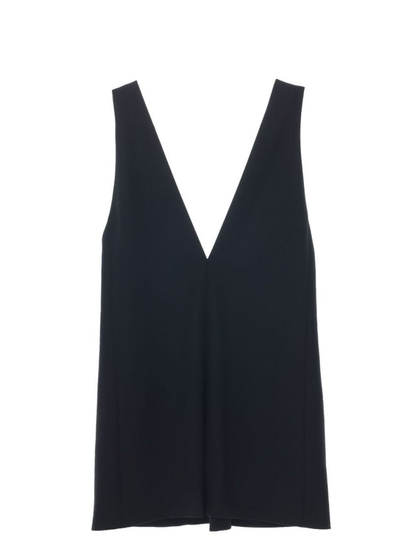 Shop Carven Cashmere Sleeveless V-neck Dress With Side Slit Pockets