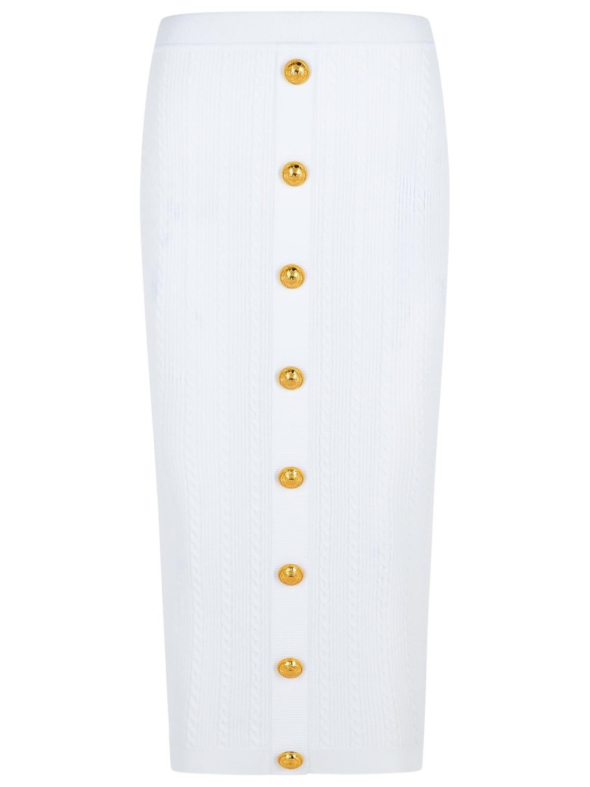 Balmain Long Skirt In White Viscose Blend Women In White