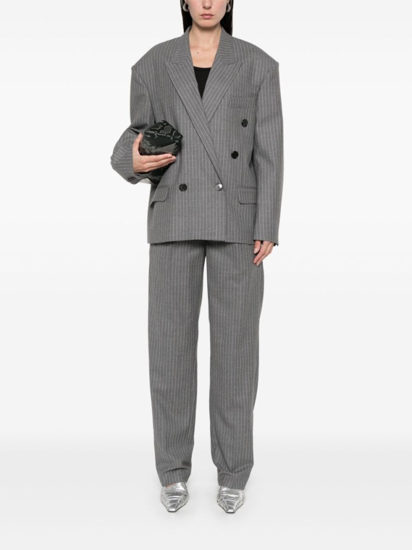 Shop Isabel Marant Charcoal Grey Pinstripe Liska Trousers