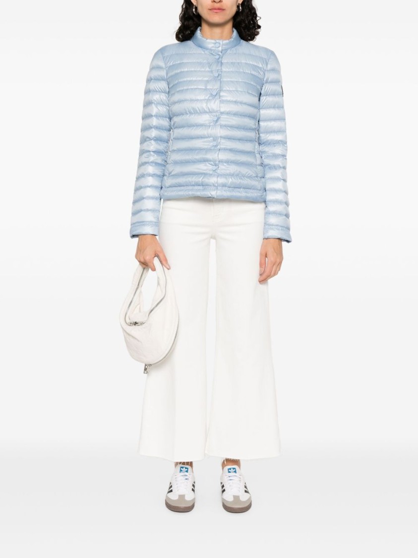 Peuterey Quilted Silver Jacket With Stand-up Collar