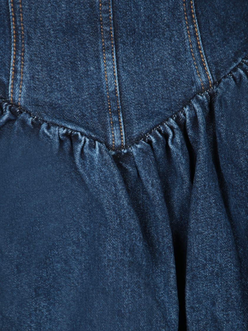 Self-portrait Mini Denim Dress With Crystal Application