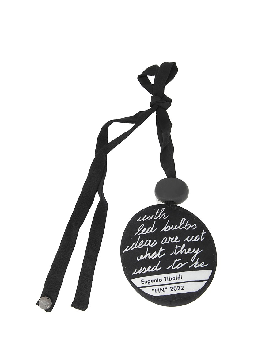 Maria Calderara Fabric Necklace With Printed Pendant In Black