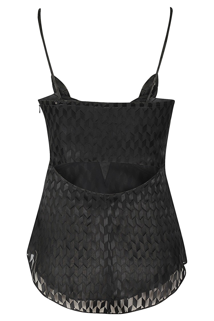 Isabel Marant Kalisia Sheer Geometric-decorated Top With Puff Neckline In Black