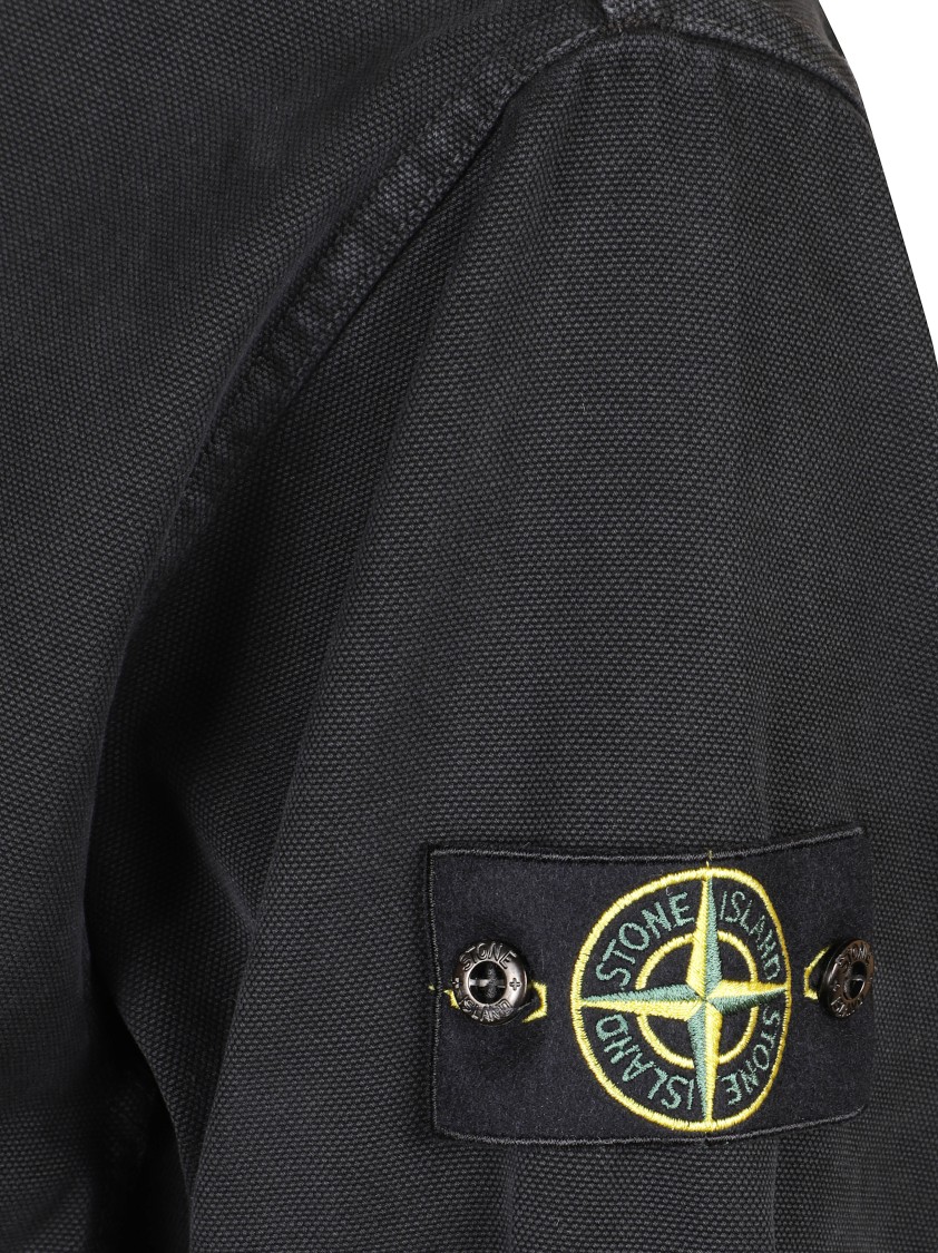 Stone Island Black Sweater With Signature Logo Patch In Black
