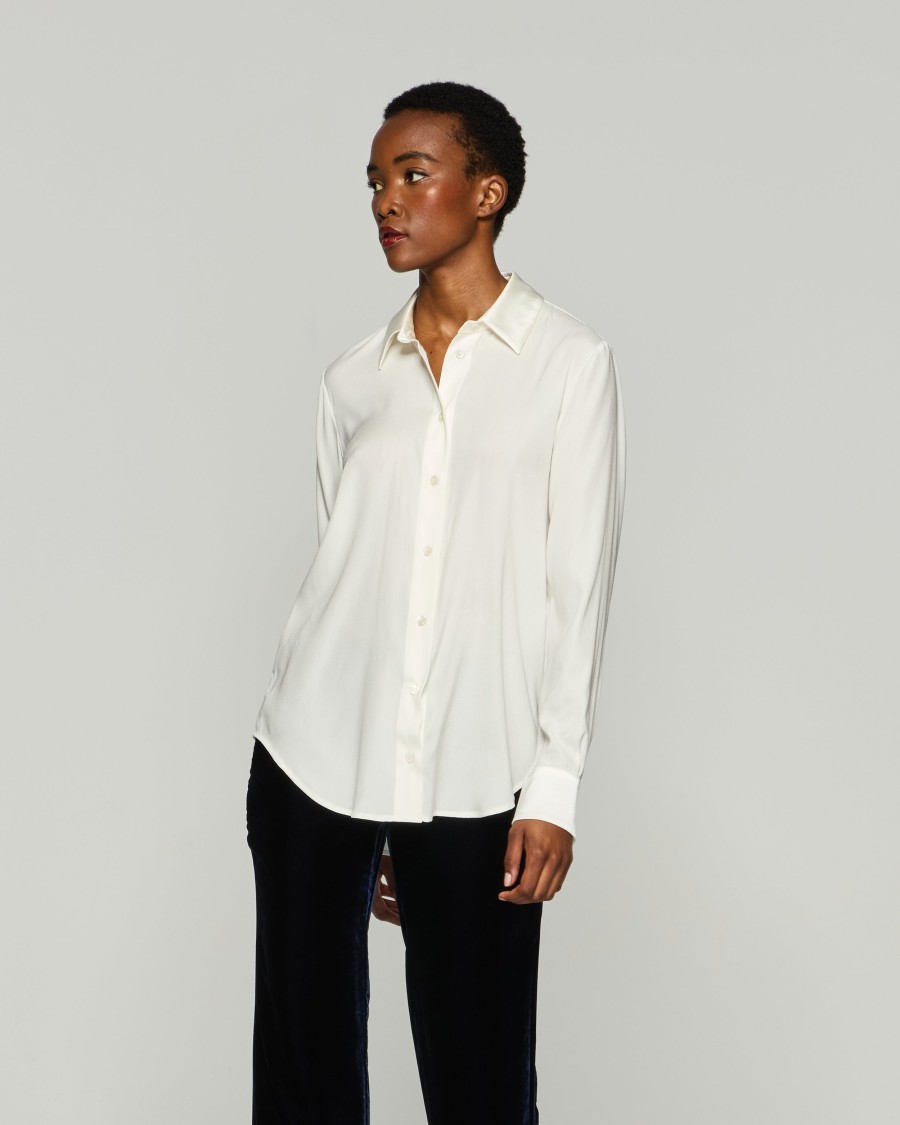 Serena Bute Silk Classic Shirt - Cream In Neutrals