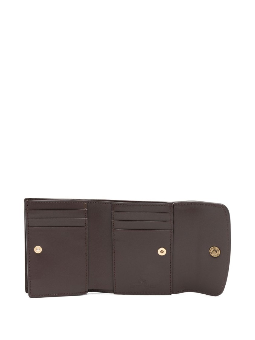 Etro Cedar Brown Textured Wallet With Concealed Fastening