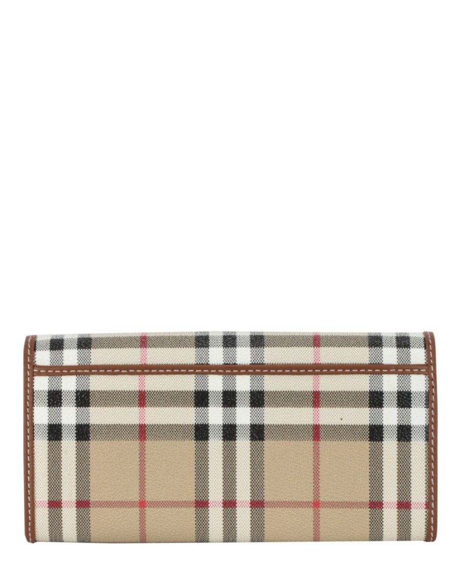 Burberry Checked Calfskin Leather Wallet With Gold-tone Hardware In Neutral