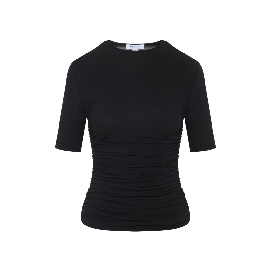 Alaïa Fitted Black T-shirt With Textured Silhouette