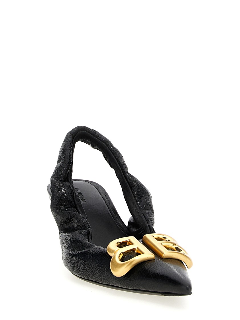 Balenciaga Pointed Toe Slingback Heels With Elasticized Opening In Black