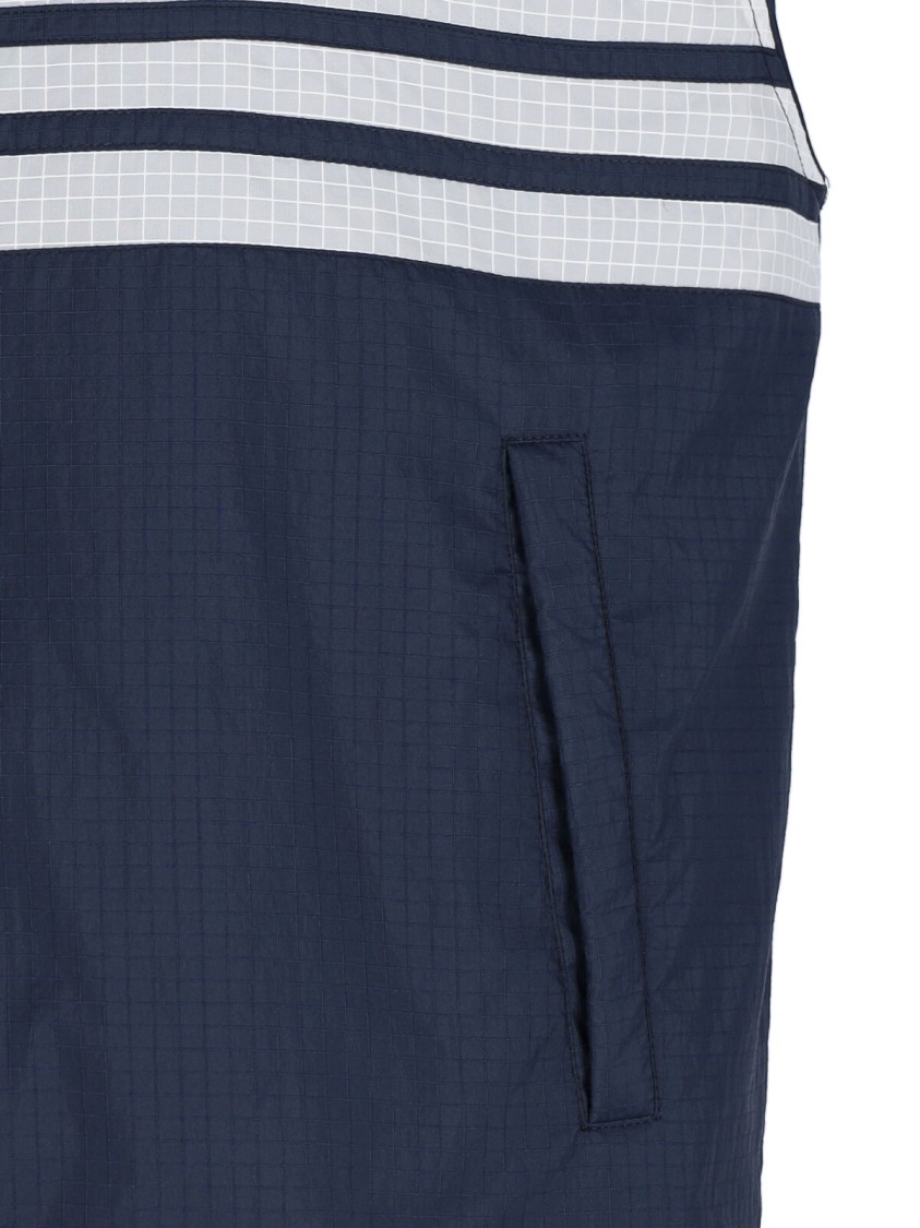 Thom Browne 4-bar Stripe Ripstop Hooded Gilet In Blue