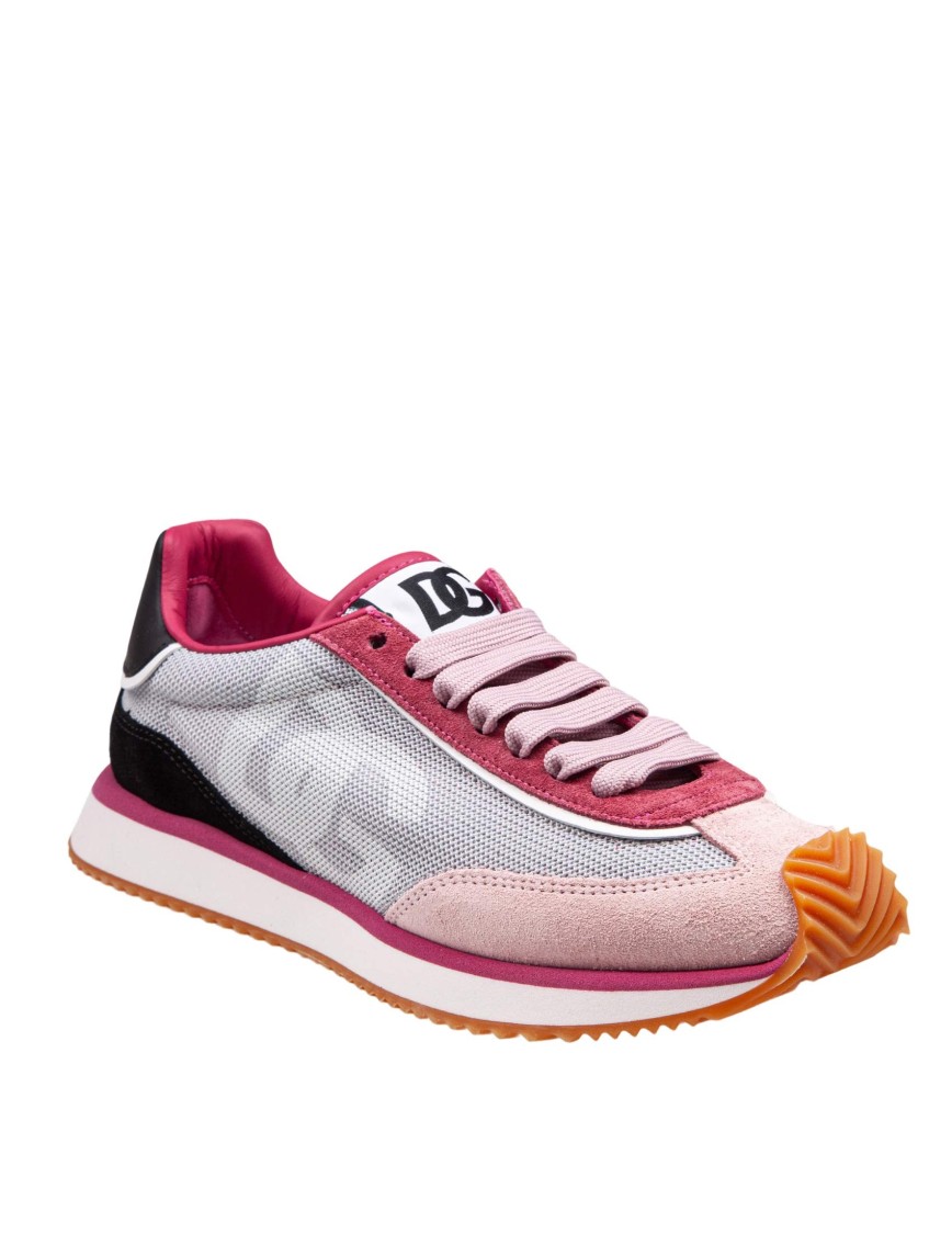 Dolce & Gabbana Cushion Sneakers With Rubber Sole And Leather Trim In Multicolor