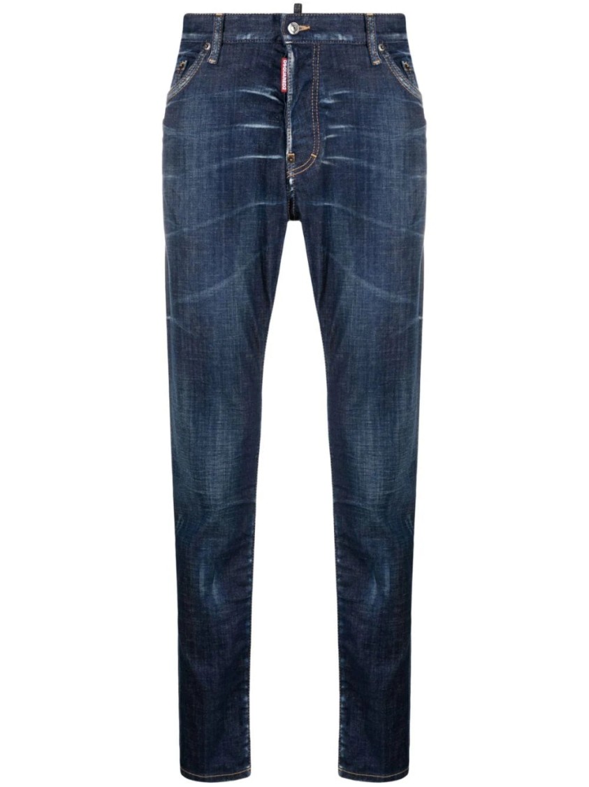 Dsquared2 Blue Five-pocket Skinny Jeans With Lived Effect In Blue