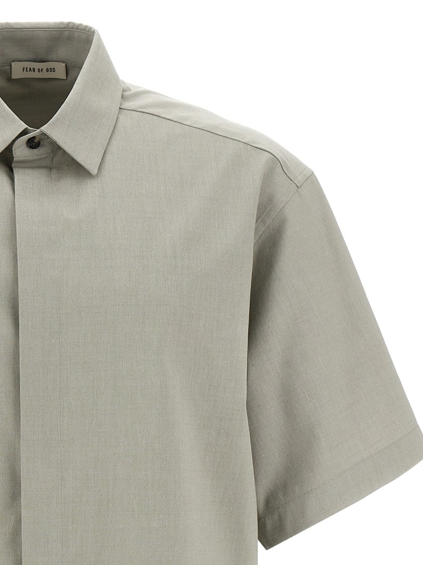 Fear Of God Tailored Shirt With Short Sleeves And Button-down Collar In Gray