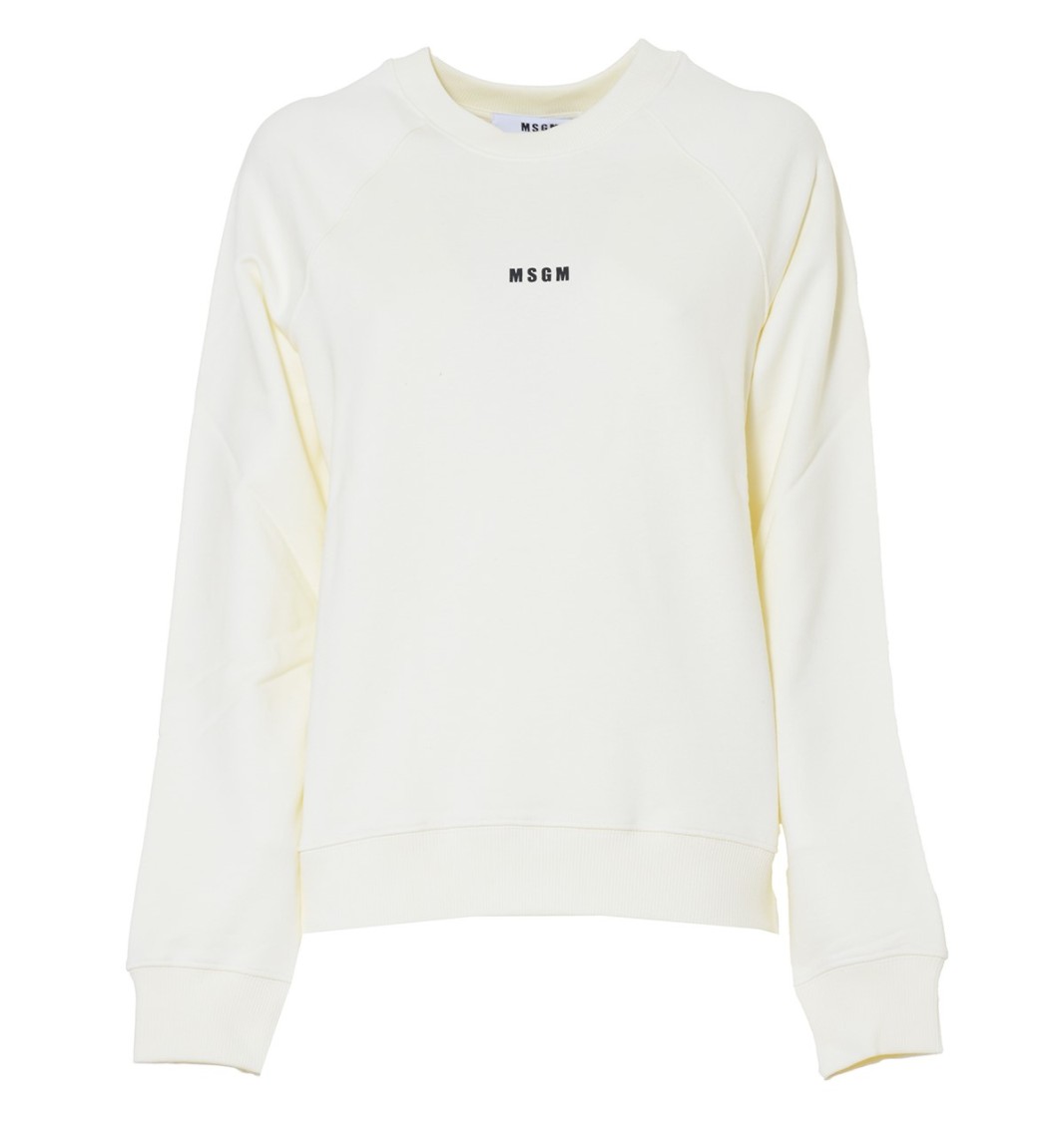Msgm Logo Printed Crewneck Sweatshirt In Neutrals
